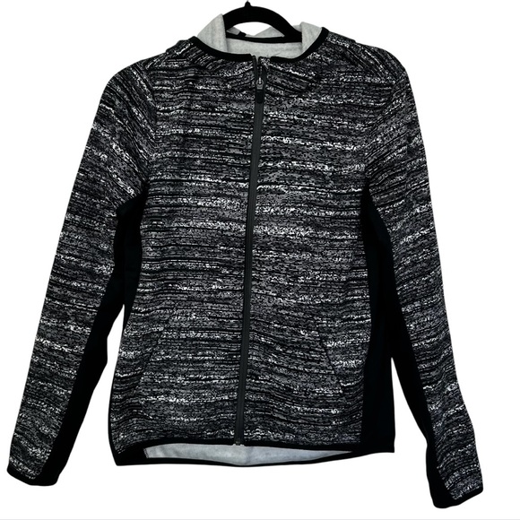 NIKE Women’s Full Zip Hoodie THERMA‎ FIT Black/Gray/White Brushed Fleece Thumb M - Picture 1 of 15